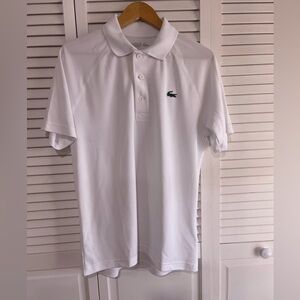 Lacoste Men's White Polo with Green Croc Logo